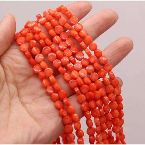 Round Sheet Shaped Natural Coral Spacer Beads Loose Beads for Jewelry Making DIY Necklace Bracelet Earring Accessories