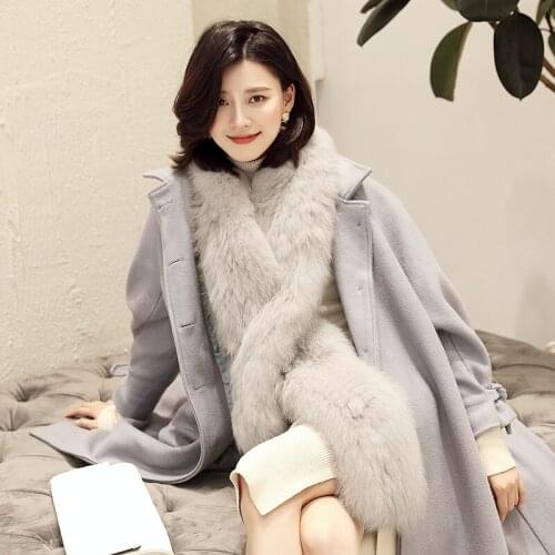 Lantafe Winter Scarves Women Scarf Fox Fur Scarf Natural Fur Long Style Weaving Process Winter Accessories Keep Warm Real Fur