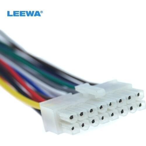 LEEWA Universal Car Wire Harness Connector 16Pin Into Car DVD CD Radio Stereo Wire Plug Adapter #CA5697-16P