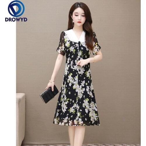 Summer Black Floral Chiffon Midi Sundress 2021 Korean Women Oversize Boho Beach Dress Party Casual Bodycon Sexy Bodycon Vestidos