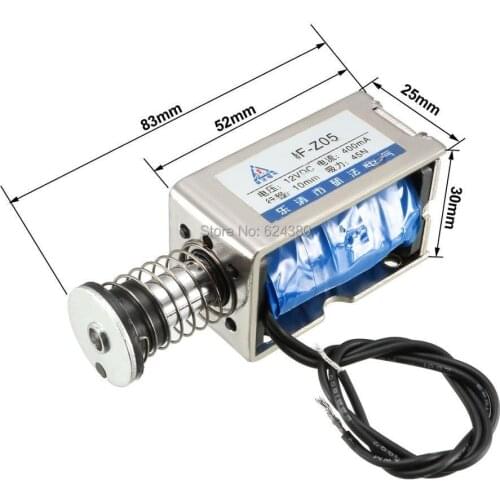 JF-Z05 DC 12V DC24V 400mA 45N 10mm Pull Push Type Open Frame Linear Motion Solenoid Electromagnet