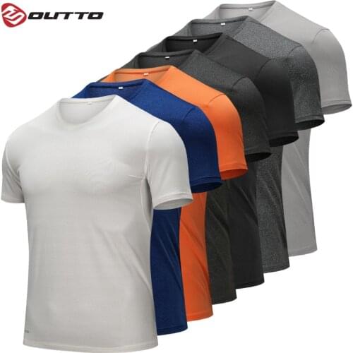 Outto Mens Gym T-Shirt Running Fitness Short Sleeve V-neck Top Quick Dry #128T