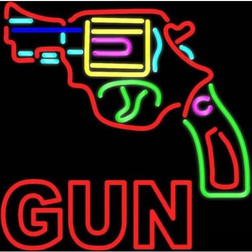 Neon Sign For Gun Logo Real glass Tubes Lamp firearms hotel Home Lamp resterant light advertise custom DESIGN Handmade light