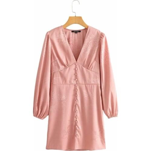 Solid Mini Dress Women Deep V Neck Long Lantern Sleeve Skinny Dresses Female Autumn Elegant Vintage Party Slim Vestido Chic 2021