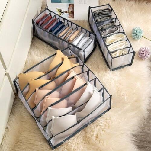 Bra Organizer Box Dormitory Home Closet Drawer Organizers for Underwear Bra Socks Cabinet Separated Foldable Organizers
