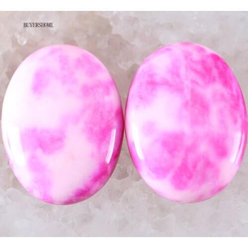 2Pcs/Lot 22x30MM Oval Natural Stone Bead Pink Jad CAB Cabochon For Jewelry Making DIY Bracelet Necklace K504