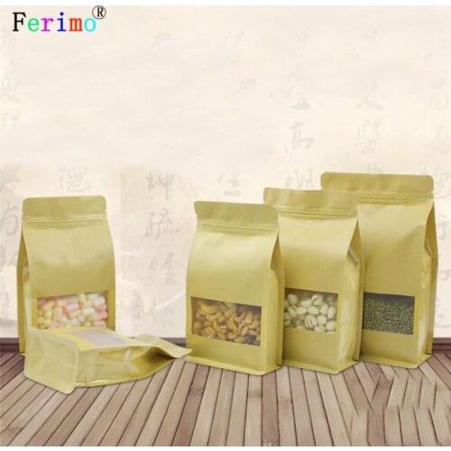 Bovine rolled sugar zip-seal bag open window kraft paper eight side sealing bag jujube with walnut general food bag packaging