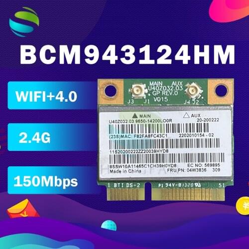 BroadCom BCM43142 BCM943142HM FRU:04W3837 04W3836Half Mini PCI-E Wlan WIFI Bluetooth4.0 Card for Lenovo B5400 M5400 M5400S M5400