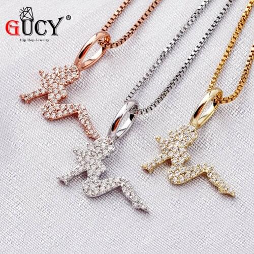 GUCY New Charm Women Pendant 100% 925 Sterling Silver Iced Zircon Pendant Women Fashion Jewelary