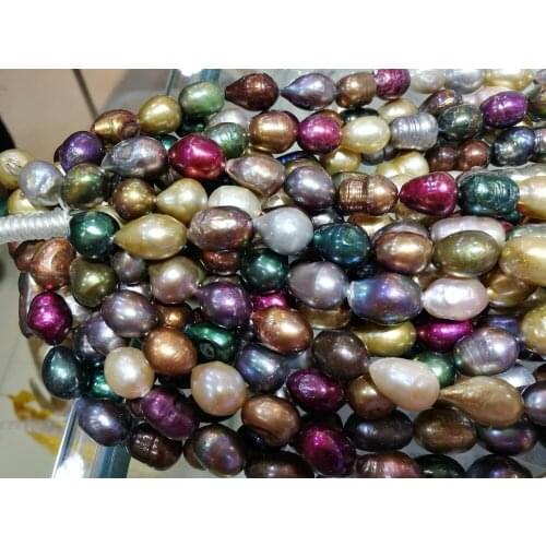 One Strands 12X15mm green purple brown colorful mixed baroque pearl natural freshwater pearl loose beads 35cm / 14.5inch DIY