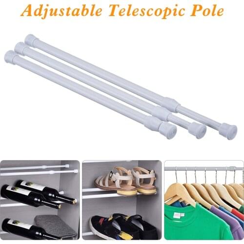 Adjustable Telescoping Shower Curtain Rods Bathroom Shower Curtain Rods Accessories Extendable Tension Pole Rod Hanger Bathroom