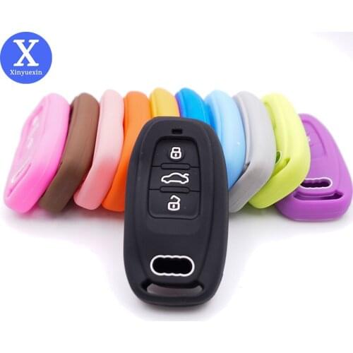 Xinyuexin Silicone Remote Smart Key Cover Fob Case Shell for Audi Q5 A4 A4L A5 A6 A7 A8 RS4 RS5 Quattro Q3 Q7 Accessories Holder