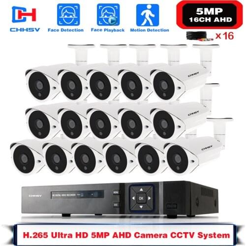 H.265 16CH 5MP CCTV System HD 4MP DVR kit 5MP SONY Sensor Outdoor IP66 Security Night Vision Video Surveillance Camera System