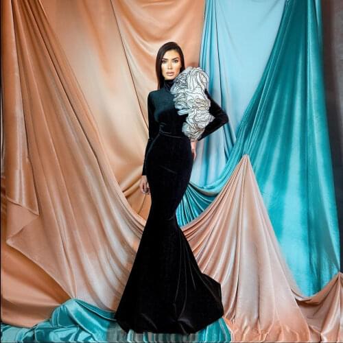 Dark Green Elegant Exquisite Moroccan Caftan Evening Dress Tulle Ruffle Flower A-Line High Neck Prom Dress Custom Made Plus Size