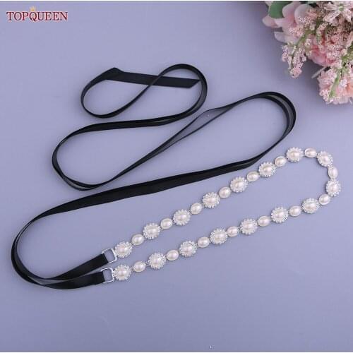 TOPQUEEN S300 Belts for White Wedding Dress Pearl Belt for Bridesmaid Dress Sarees for Women Lady Belt Big Gown Belt Pearl Belt