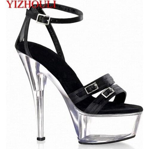 15cm mesh Hand Made High Heel Shoes sexy clubbing Dance Shoes buckle ankle strap Platforms shoes Wholesale