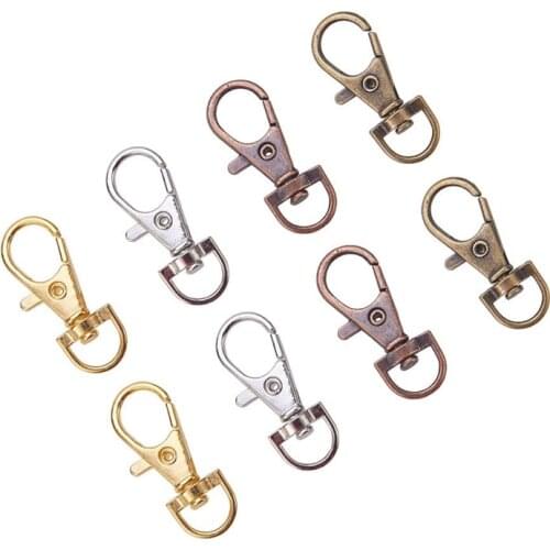 100pcs Mixed Alloy Swivel Lobster Claw Clasps Swivel Snap Hooks Clasp Jewelry Making Supplies Keychain DIY Accessories 37x15x4mm
