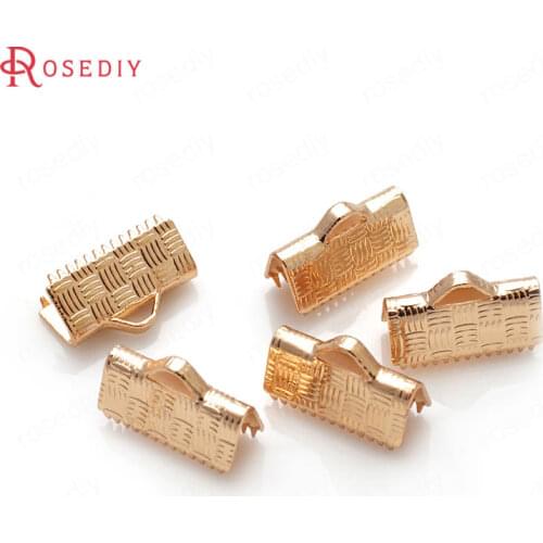 10PCS 7MM 10MM 12MM 15MM 24K Champagne Gold Color Plated Brass Rope Ends Fastener Clasps High Quality Diy Jewelry Accessories