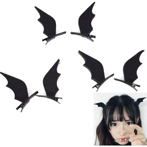 1Pair Cool Devil Wings Bat Hair Clips Wings Bat Hairpins Dress-up Costume Halloween Cosplay Party Hair Accessories