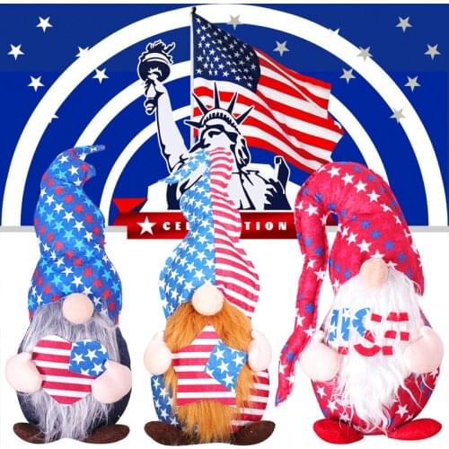 1pc Five-pointed Star Party Decoration July Fourth American Independence Day Faceless Forest Old Man Doll Sitting Doll