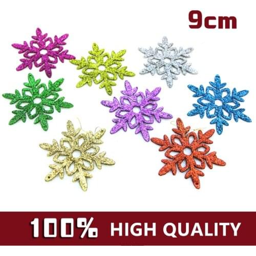 1 PC Gold powder plastic colored snowflake Christmas decorations Xmas tree present adornments DIY party production accessories