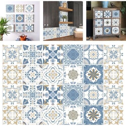 10pcs Backsplash Tile Sticker DIY Peel Stick Wallpaper Kitchen Floor Stair Decal