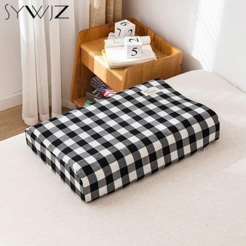 100% Cotton Plaid Latex Pillow Case for Bedroom Sleeping Memory Foam Pillowcase Neck Bedroom Decor Kids Adults Cushion Cover