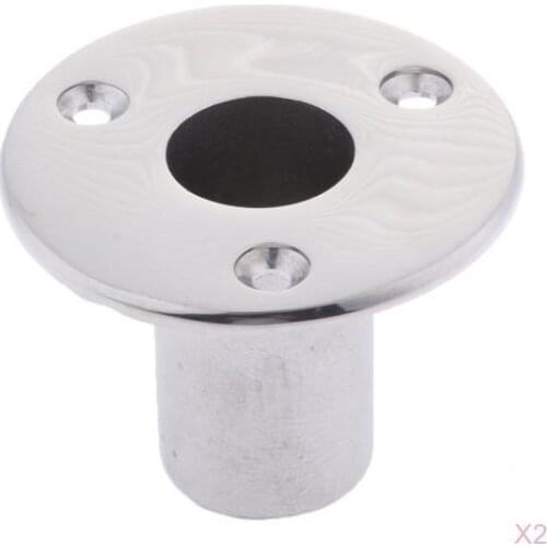 2pcs 1'' 90 Deg Round Base Stainless Steel Boat Handrail Fitting Flush Mount