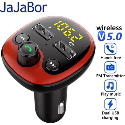 JaJaBor Car Wireless FM Transmitter Bluetooth 5.0 Handsfree Calling Car Kit Audio Car MP3 Player Support Voltage Detection