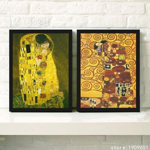 No frame impression figures Klimt kiss canvas printings oil painting printed on cotton home wall art decoration picture
