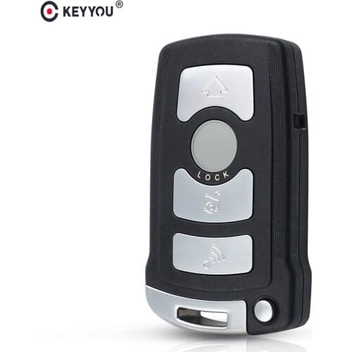 KEYYOU Car Remote Key Shell 4 Buttons For BMW 7 Series E65 E66 E67 E68 745i 745Li 750i 750Li 760i Replacement Fob Uncut Blade