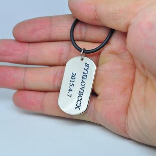 Solid Dog Tag Necklace Personalized Men Necklace Custom Words Stamp Engraved Jewelry