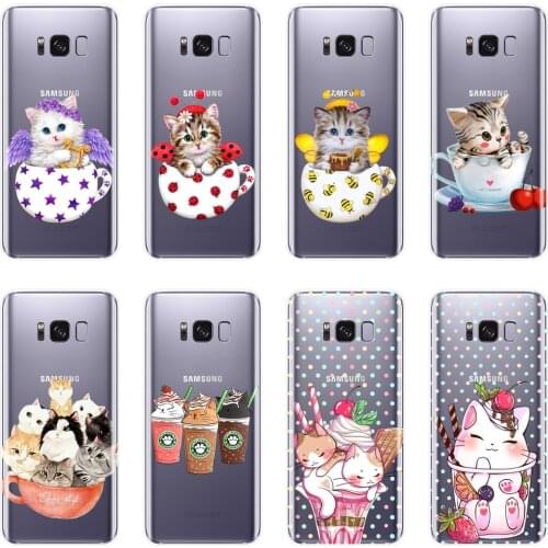 Cup Cat Phone Cases For Samsung Galaxy S8 S9 Plus S5 S6 S7 Edge Case Silicone Soft Back Cover For Samsung Galaxy Note 4 5 8 9