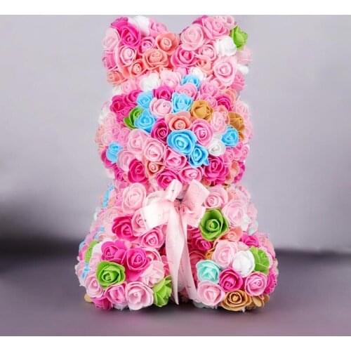 Birthday Artificial PE Rose Rabbit Animal Shape Flower Bunny Simulation Rose For Girlfriend Wife Birthday Valentines Day Gift