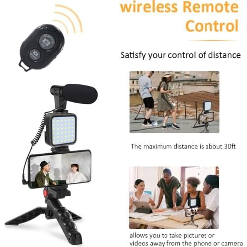 Smartphone Video Kit Microphone LED Light Tripod Holder for Vlogging Photography Recording Handle Stabilizer Bracket