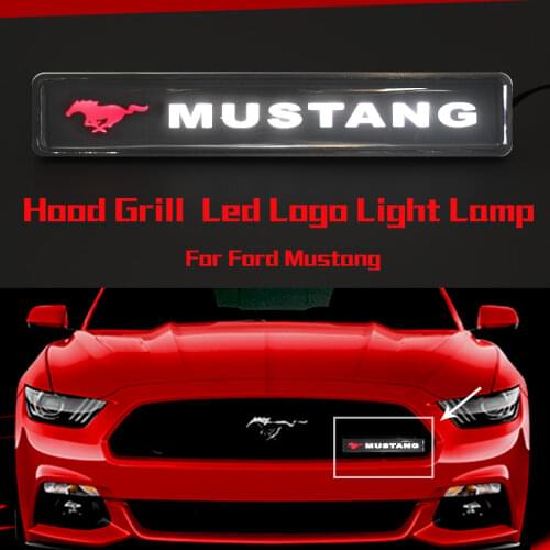 For Mustang GT350 GT500 Pony Horse Badge Emblem DRL Day Running Light Hood Grill Grille Bonnet Led Logo Lamp