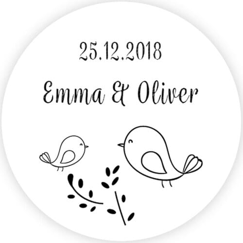DouxArt 100 Pieces Personalized Wedding Stickers, Little Bird Wedding Favors Labels, 40mm Party Invite Gifts Package Seal P166
