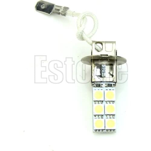H3 12-LED 5050 lampadina testa di SMD 12V bianco luminoso della nebbia E7CA