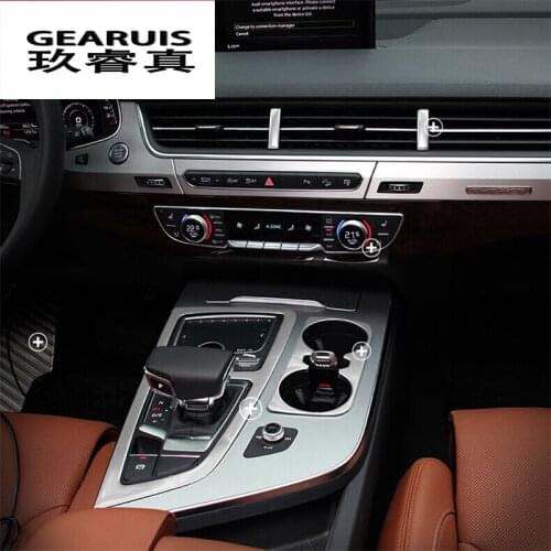 Car Interior Stainless Steel Stickers Cover Water Cup Holder Panel Decoration Trim For Auid Q7 2016 2017 Car Styling Accessories