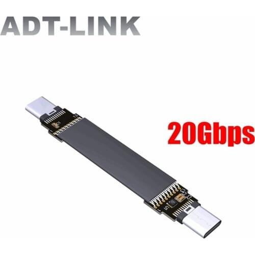 USB 3.2 Type-C to Type-C 20Gbps Cable 5cm-300cm FPC Ribbon Flat EMI Shielded USB3.2 type C Male to Male Cable 3A Gen2x2 20G.bps