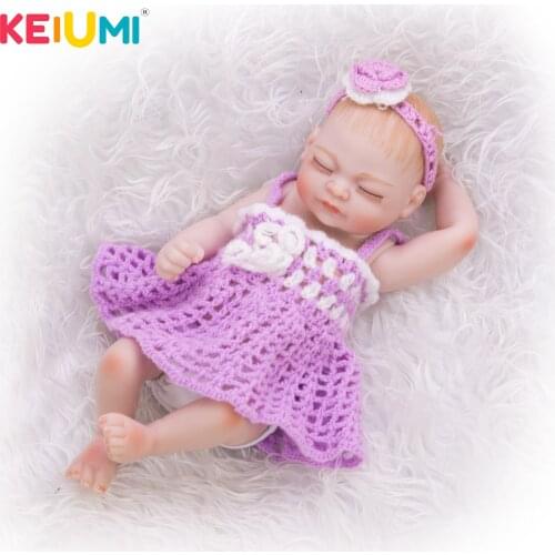 KEIUMI Handmade 11 InchMini Reborn Doll Realistic Newborn Baby Lifelike Full Silicone Vinyl Girl Sleeping Toy Birthday Gift