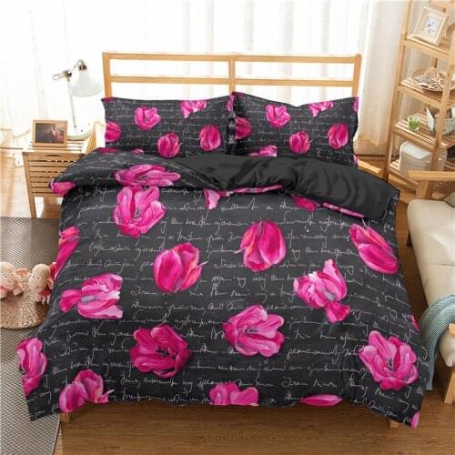 Rose Flower Plant Bedding Set 2/3Pcs 3D Reactive Printed Duvet Cover Pillowcase Single Queen King Size Quilt Cover Home Textiles