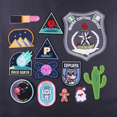 Space Embroidered Patches for Clothing Letter Pentagram Sewing Application Sew on Patch Diy Iron-on Applique Stripes on Clothes