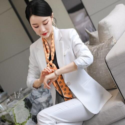 White autumn winter new womens suit pants suit office pants professional jacket and Pants Set2 piece set pant suits for women