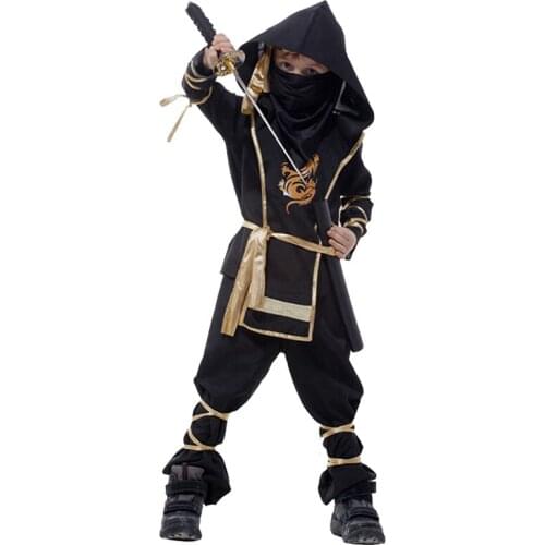 Halloween Samurai Way of the Warrior Ninja Costume Kids Mask Heardwear Party Cosplay Boys Warrior Fancy Dress Power Dress Up