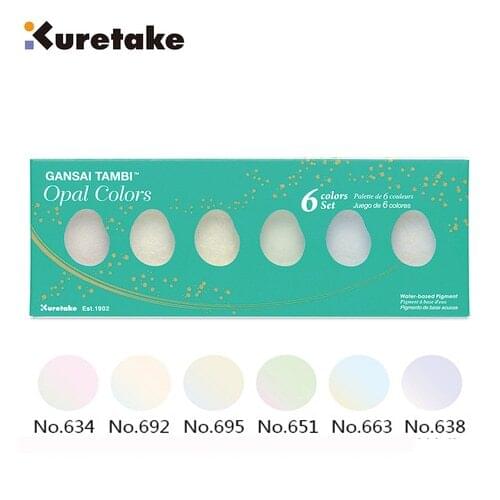 6 Colors Set New Opal Colors Japan Kuretake Gansai Tambi Watercolor Paint Starry/Pearl/Gem Color MC20 Art Supplies