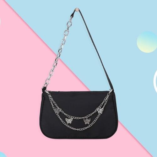 Fashion Women Animal Chain Shoulder Bag New Butterfly Chains Underarm Bags Casual Young Ladies Small Soft Handbags Zipper Purse