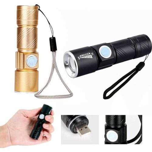 Rechargeable USB Ultra Bright Small Cree LED Torch Flashlight Beam Focusing Zoom blue light multitool LED flashlight