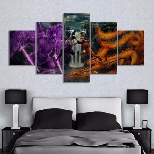 5 Pieces Japan Anime Posters Wall Art Decoration Canvas Art Framework Wall Paintings Home Decor Living Room Accessories Pictures