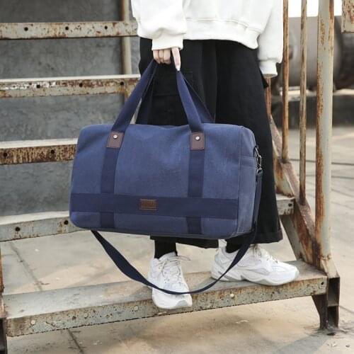 Unisex Casual Travel Handbag Quality Canvas Shoulder Bags Large Capacity Crossbody Bag Solid Luggage Bag For Men Women XA411F